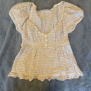 Brandy Melville Brown and White Plaid Top